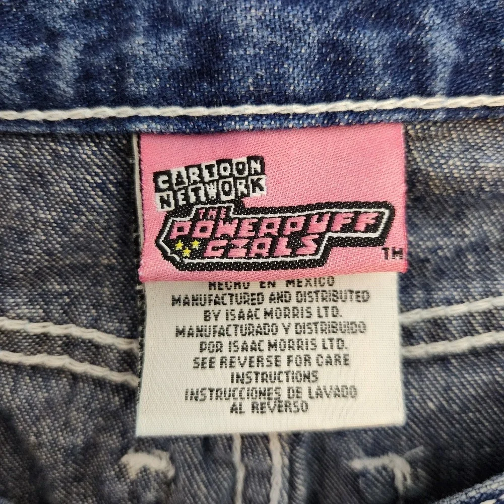 Rare Y2K‎ Powerpuff Girls Denim Capri Jeans Embroidered Cartoon Network Size 12